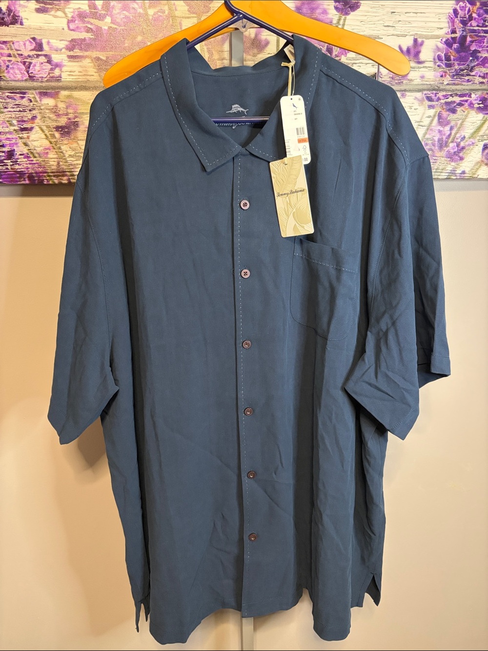 Tommy Bahama Navy Short-Sleeve Camp Collar Button-Down NWT 100% Silk Size 3XLB